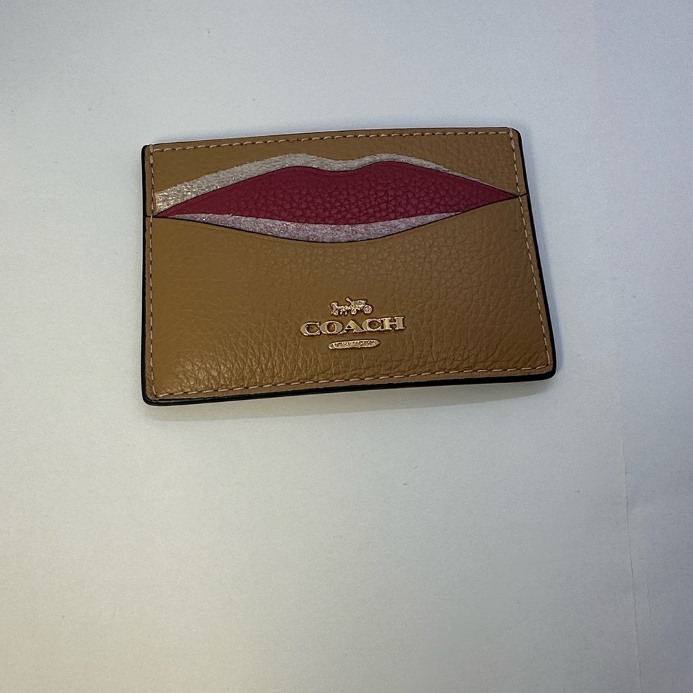 NWT Coach Card Case Wallet Pink Tan Leather Slim ID Holder - Picture 4 of 16